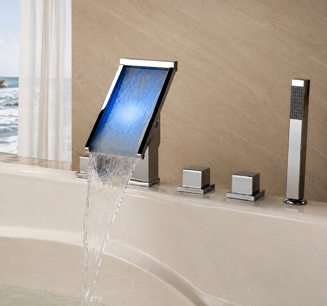LED Waterfall Bath-Tub Faucet